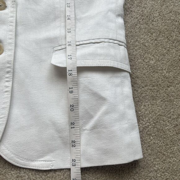 J Crew Schoolboy Blazer Size 4 White 100% Linen Jacket Academia Career Preppy - Picture 5 of 8